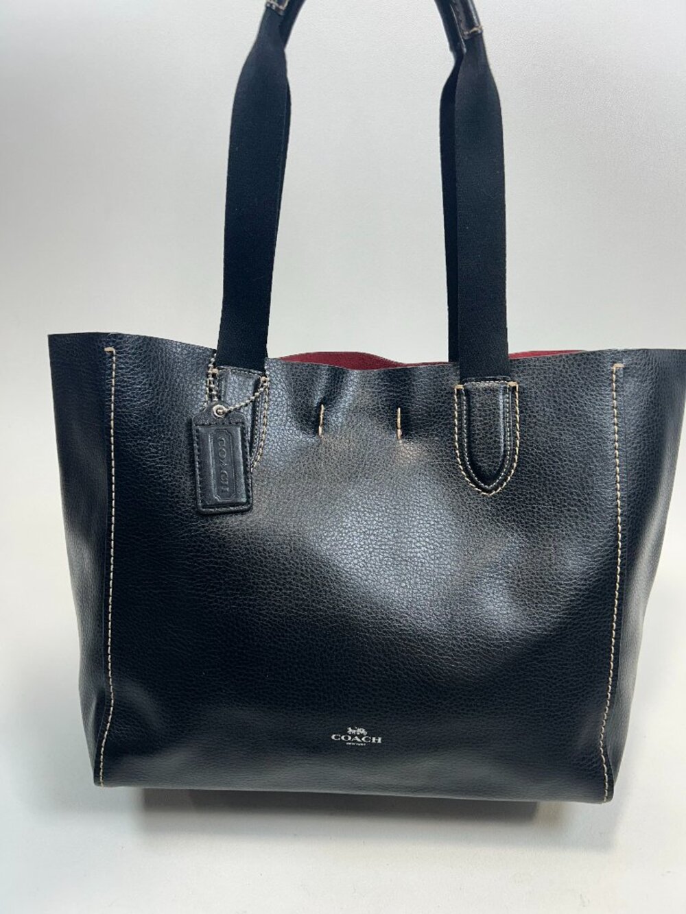 COACH 58660 Derby Tote BLACK Soft Pebbled Leather Shoulder Bag